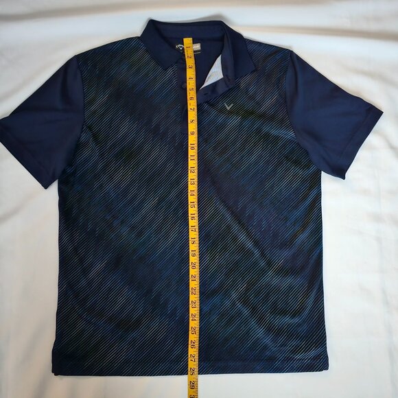 Callaway Opti-Dri Navy Blue Striped Short Sleeve Golf Tee Polo Shirt Size Medium - Picture 8 of 8